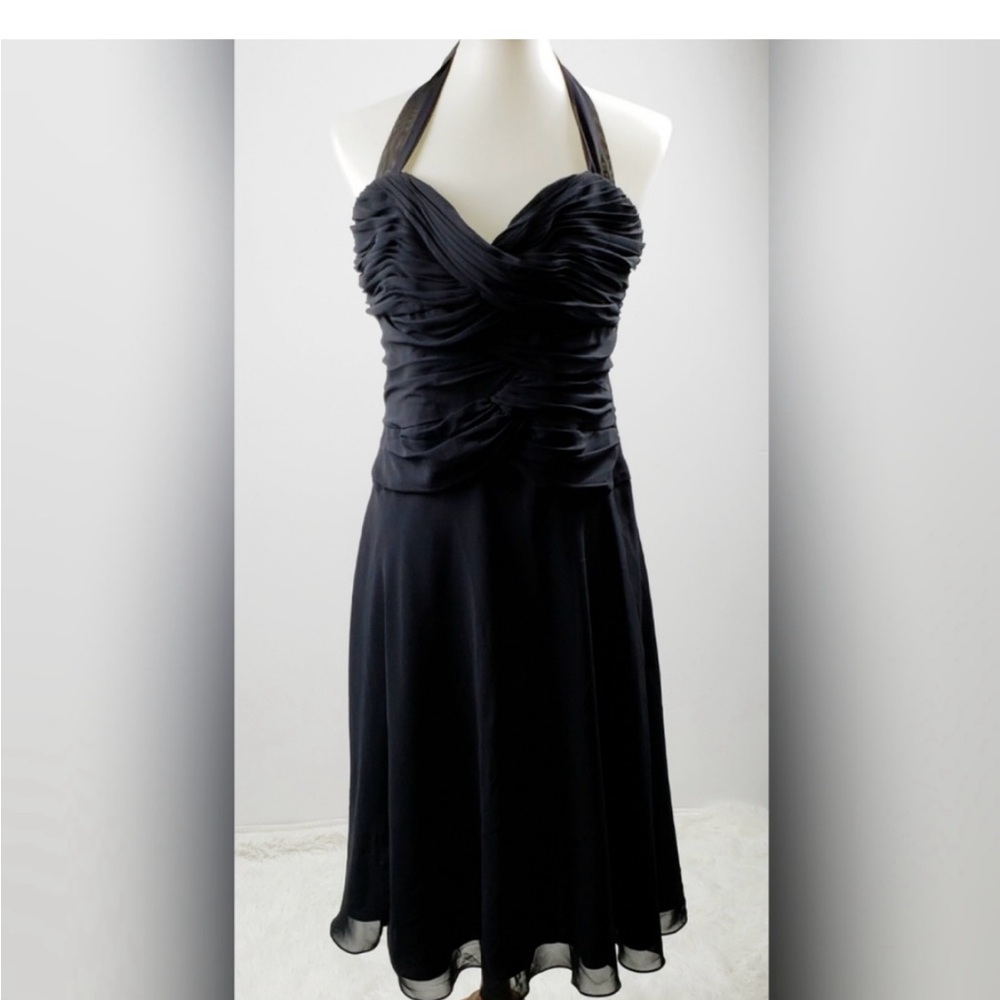 White House Black Market Elegant Black Halter Midi Dress